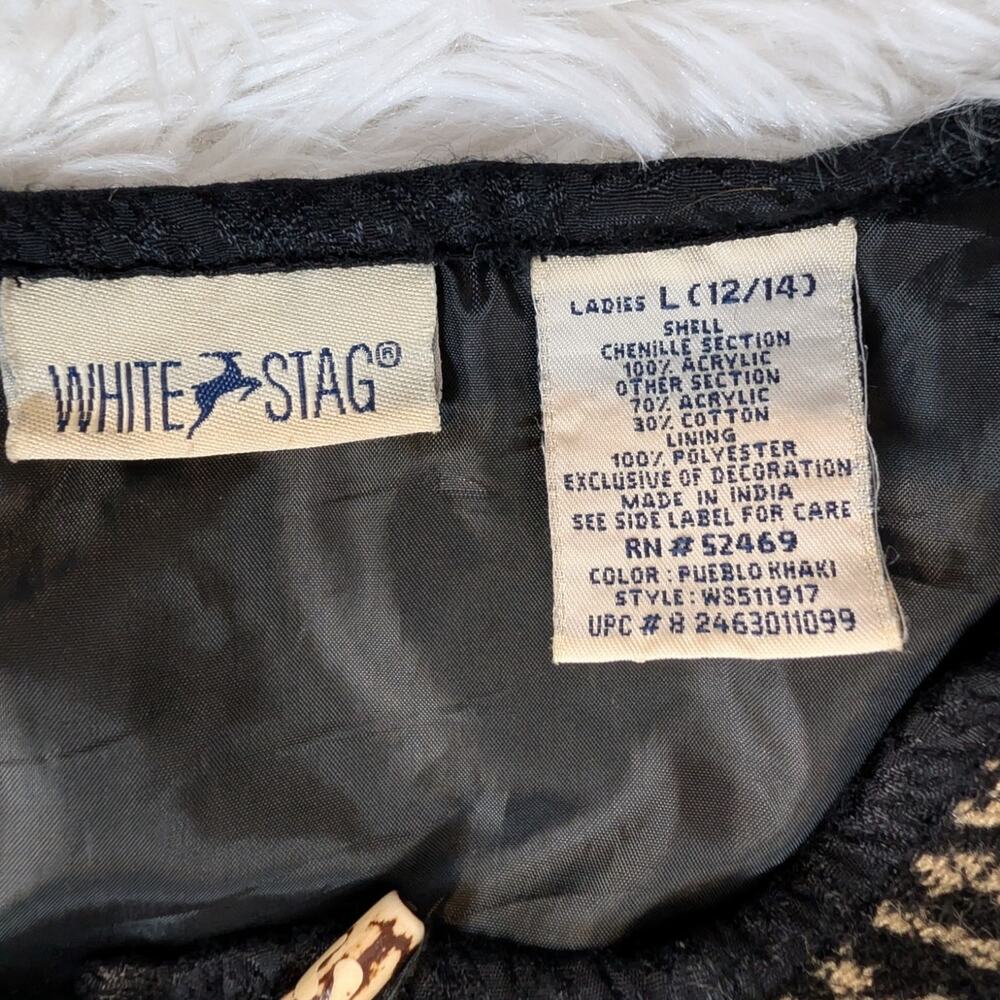 White Stag Patchwork Chenille Jacket L Boho Artsy… - image 4